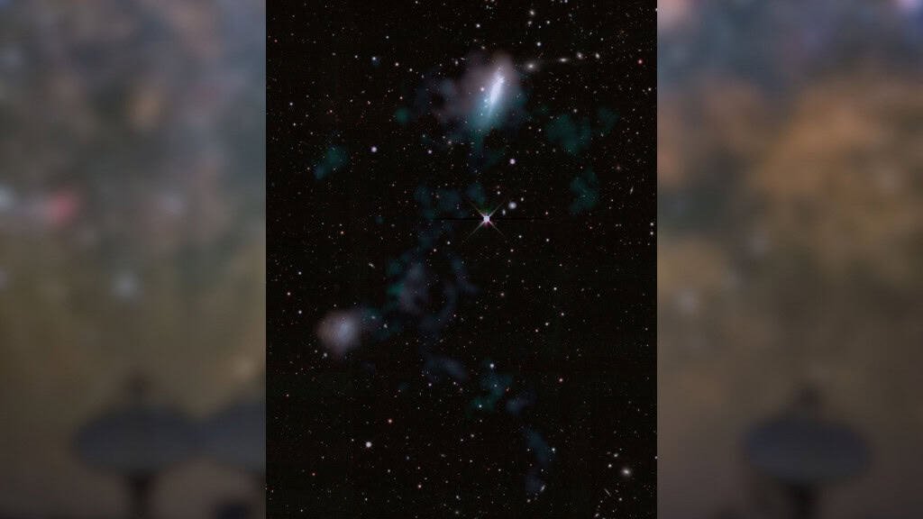 Radiotelescópio revela ponte de gás recorde entre duas galáxias anãs - Imagem do artigo