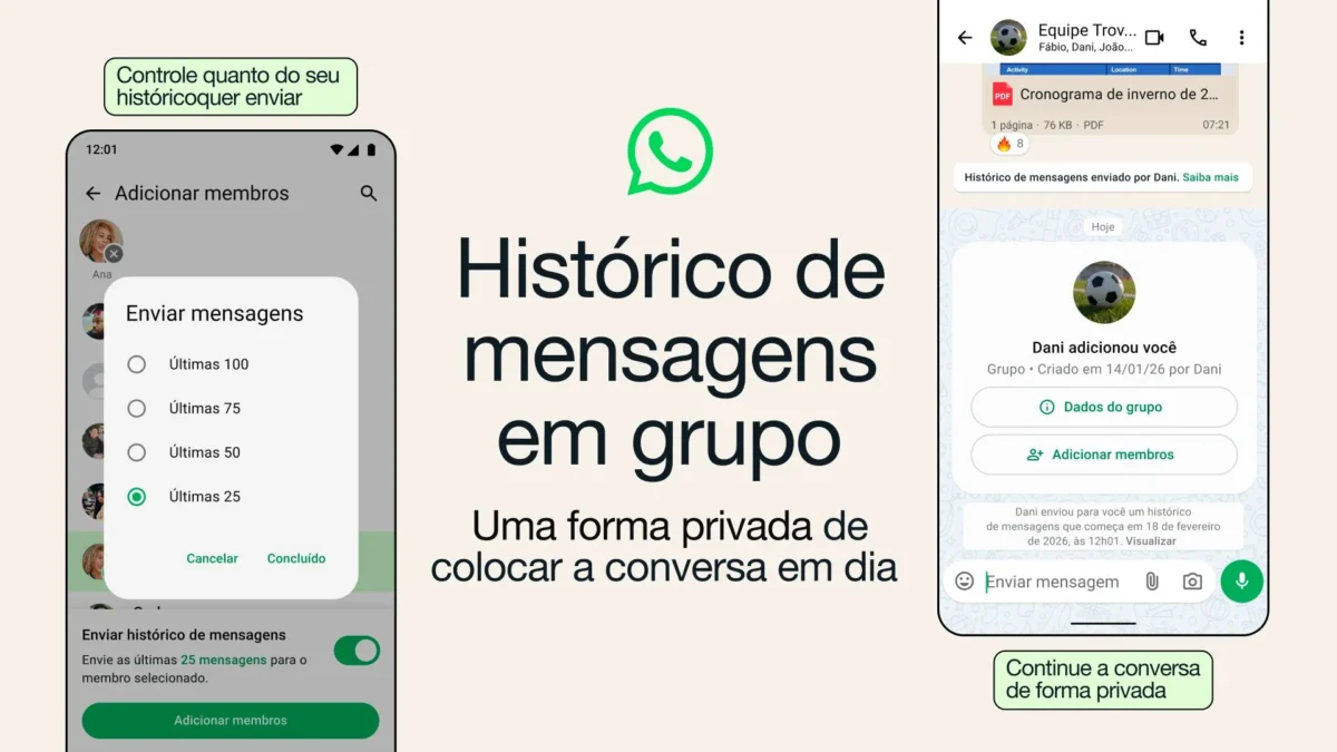 WhatsApp libera Histórico de Mensagens em grupos e resolve falta de contexto - Imagem do artigo original