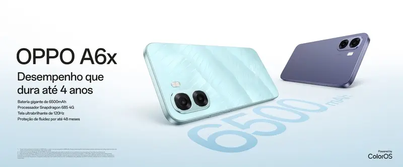 OPPO A6x surpreende com bateria gigante e tela 120 Hz por menos de R$ 1.100 - Imagem do artigo original