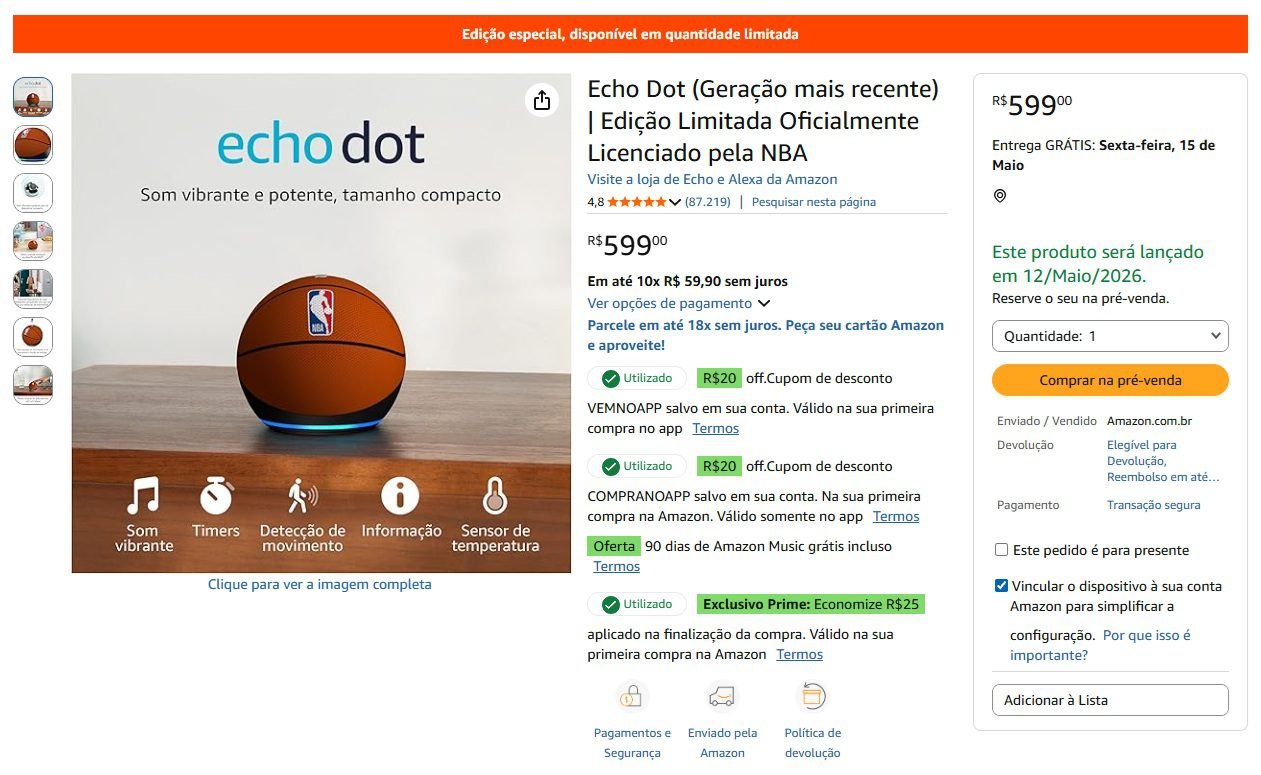 Amazon Echo Dot Edição NBA chega ao Brasil: vale o investimento limitado de R$ 599? - Imagem do artigo original