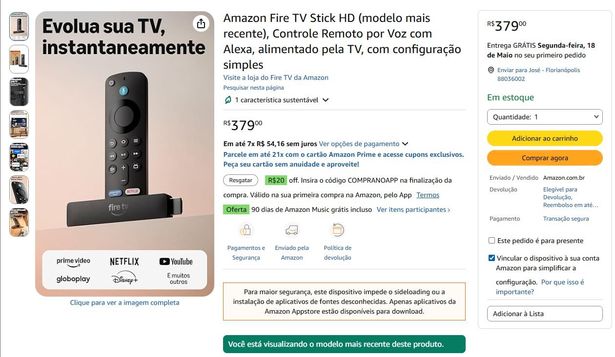 Amazon lança Fire TV Stick HD mais fino e rápido: streaming Full HD sem tomada - Imagem do artigo original