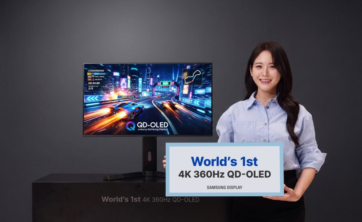 Samsung revela primeiro painel QD-OLED 4K a 360 Hz com modo turbo de 680 Hz - Imagem do artigo original