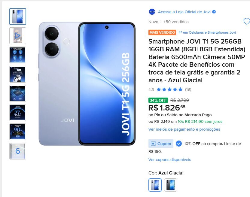 Jovi T1 5G: promoção prorrogada e bateria de 6.500 mAh colocam o intermediário no radar - Imagem do artigo original